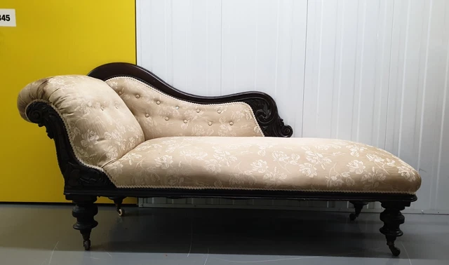victorian Mahogany carved antique chaise lounge