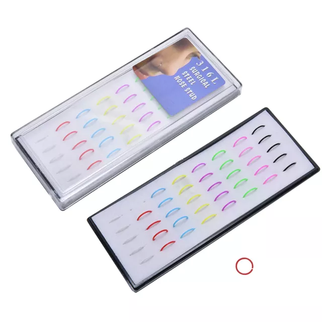 Wholesale 40pc 1 Box Multi Acrylic Nose Studs Ring Hoop Body Piercing Jewe_tu