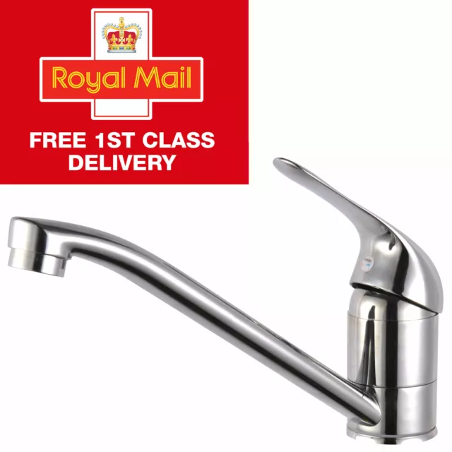 Kitchen Sink Mixer Chrome Tap Mono Bloc Single Lever Long Swivel Neck Faucet