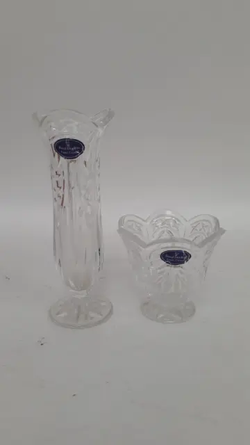 Royal Doulton Hand Cut Finest Crystal Glass Bud Vase Plus Bowl Home Decor