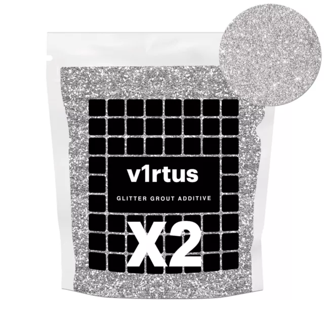 v1rtus Silver Glitter Grout (2x100g) Additive Wall Tiles Glass Mosaic Bathroom