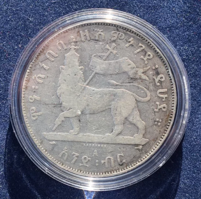 1 Birr „Menelik II“, Äthiopien Ethiopia 1889 (1897), Silber (s-ss/F-VF)
