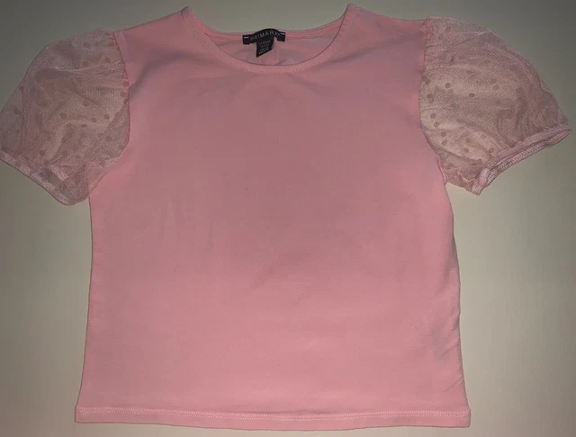 Pretty pink top with sheer puffed sleeves by Primark age 11 - 12 years BNWOT