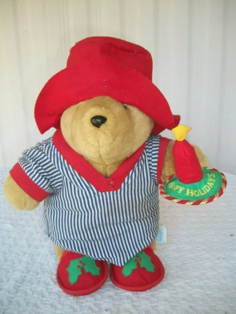 Paddington Bear ~ Happy Holidays ~ Nightshirt, Slippers & Candle ~ 15" Tall