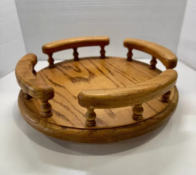 12” Amish Wooden Lazy Susan Turntable Kitchen Organizer Vintage