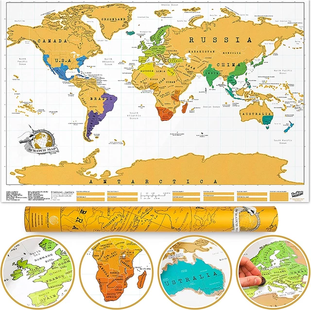 , LUSCR, Mappa Del Mondo - Regalo Da Viaggio Ideale per Amanti Di Viaggi – Gratt