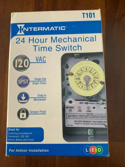Intermatic T101 Indoor Time Switch Timer, 120 Volt, Gray NIB