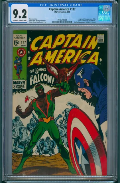 Captain America #117 Cgc 9.2 Nm 1St Appearance Falcon Origin 1969 Avengers Mcu