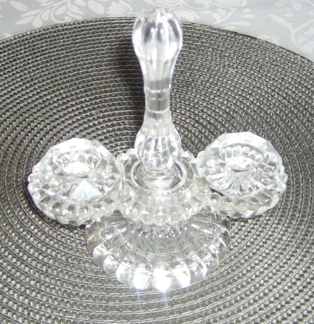 Saleron Double En Cristal Biseauté – Sel Et Poivre – France – Vintage