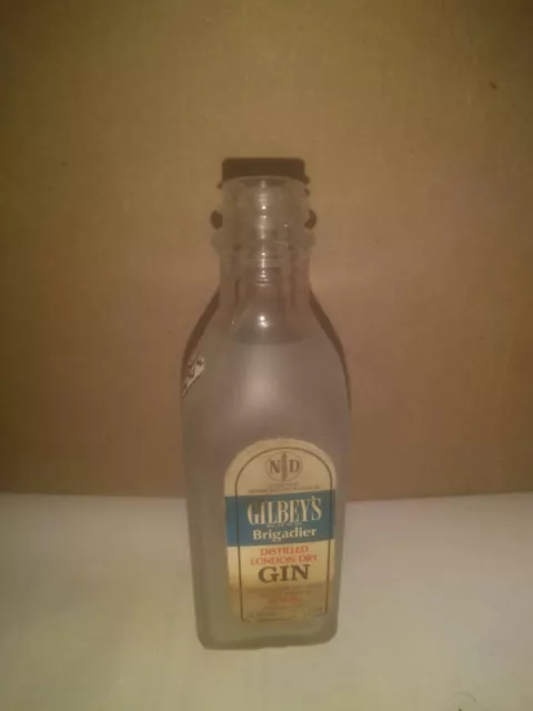 Gilbey's Brigadier Distilled London Dry Gin 1/10 Pint Miniature Bottle empty