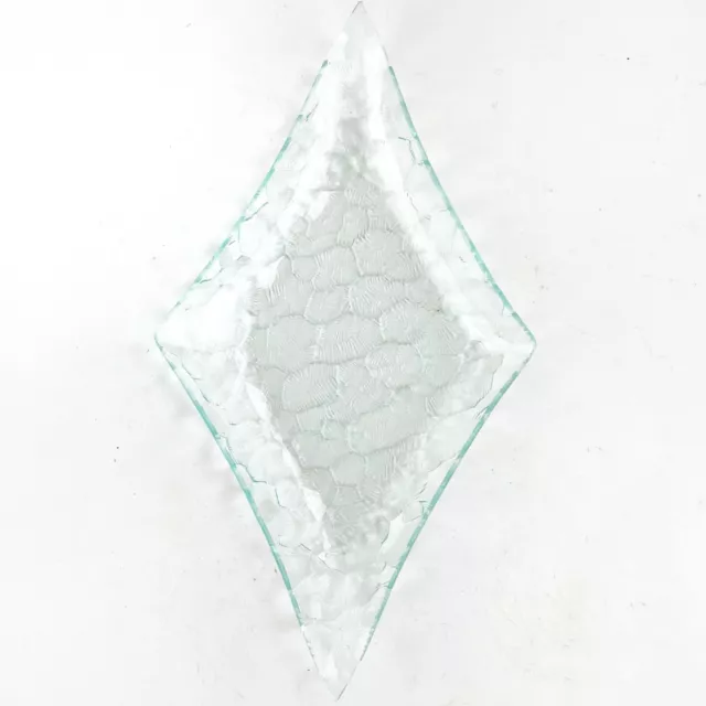 Glass Pillar Candle Holder Dish Pale Aqua Sea Green Pebble Ocean Beach 12" x 7"