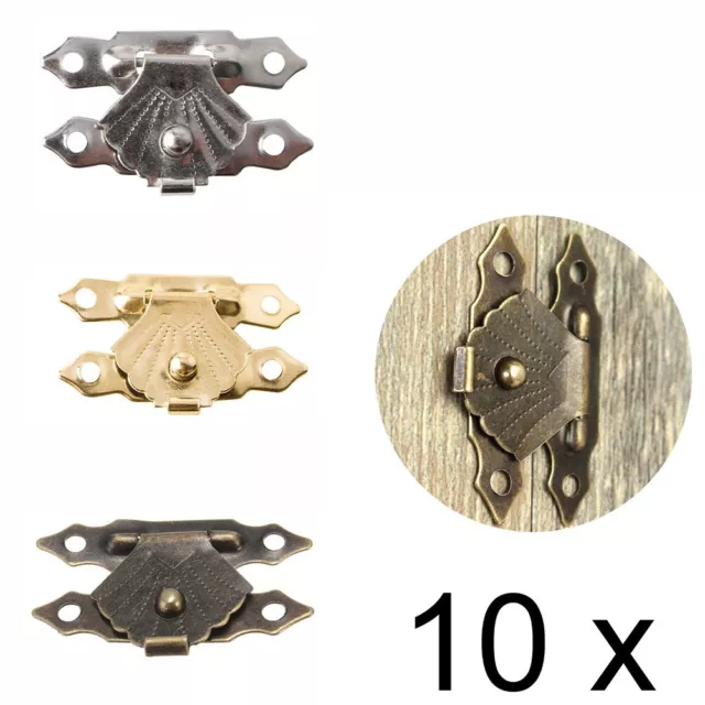 Decorative Antique Bronze Iron Hasps Latch Clasp Lock for Wooden Case 10 Pcs