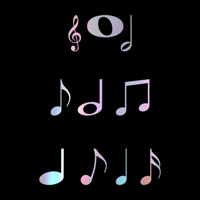 Music Notes Sticker 9 Pack - Musical Decals - Select Chrome Color Size