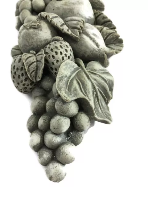 Faux Stone Fruit 3D Wall Decor Hanging Plaque Distressed Gray 12x4"