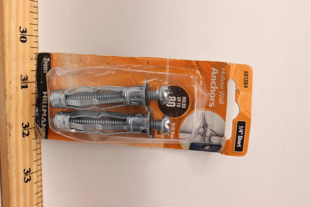 (2-Pk) Hillman Short Hollow Wall Anchors Zinc Plated Steel 1/4" 591264