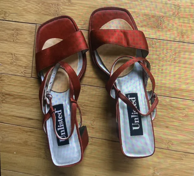 Unlisted By Kenneth Cole Womens Red  Square Toe Strappy Sandals Size US 7.5