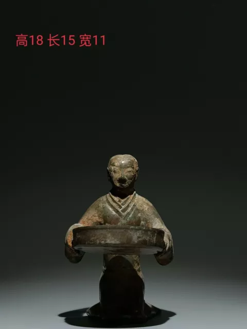 18 cm Chinese Bronze Candlestick old Bronze Wax table Kneeling man