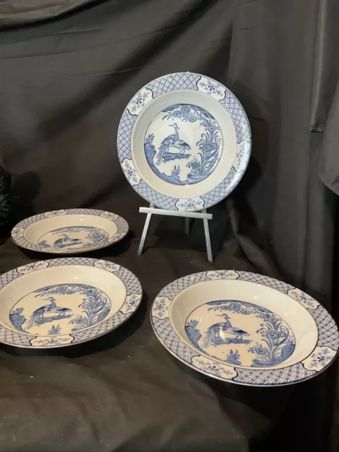 Wood And Sons England Yuan Blue Pattern Set Of 4 Soup Bowls 9 1/4 In