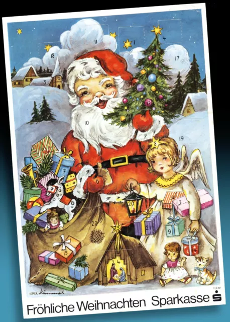 Beautiful Age Advent Calendar 70er Savings Bank Korsch Werbeausgabe Santa Claus