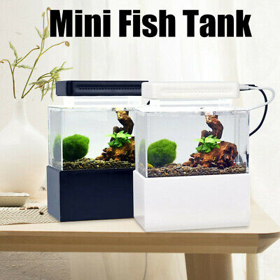 Desktop Mini Fish Tank Aquarium Betta Water Filtration With Led Light Decor