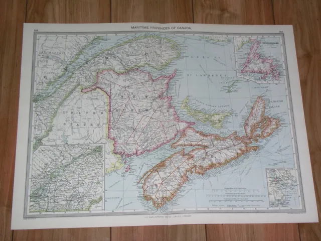 1908 Antique Map Of Maritimes Nova Scotia New Brunswick Island Canada