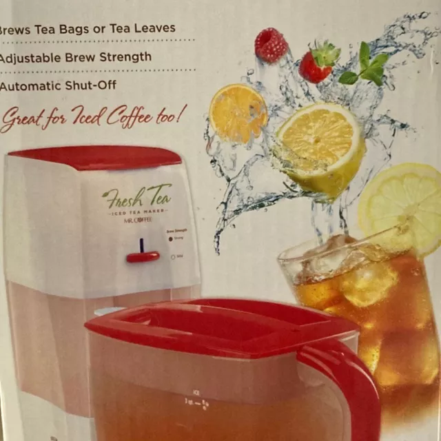 Mr Coffee Fresh Iced Ice Tea Maker with 3 Quart Red Pitcher Works Model  TM75RS