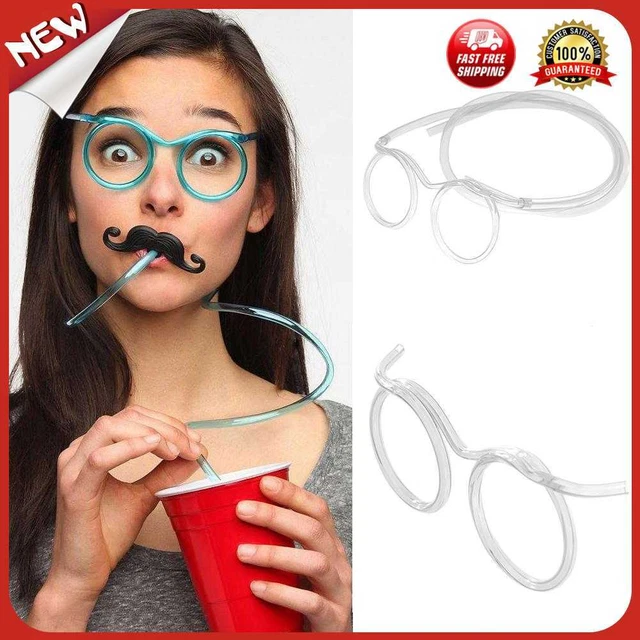 Gafas flexibles de plástico suave del Reino Unido tubo de bebida único para fiesta para niños (blanco)