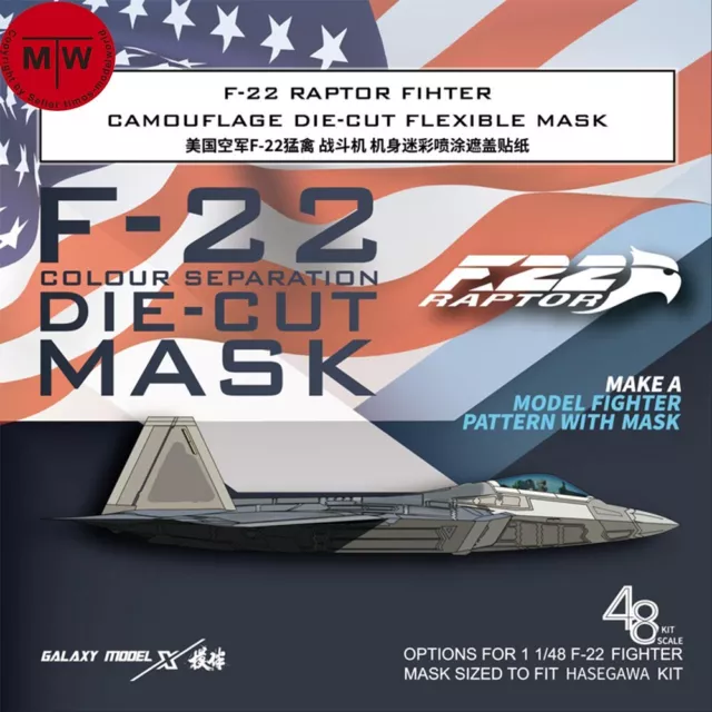 1/48 F-22 Raptor Fighter Camouflage Flexible Mask for Hasegawa 52293 Model Kits