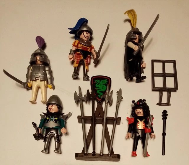 Lot de 5 Personnages PLAYMOBIL  chevaliers moyen-age armes accessoires