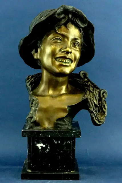 Vincenzo CINQUE SCULTURA busto bronzo giovane pescatore NAPOLI 1800 XIX LIBERTY
