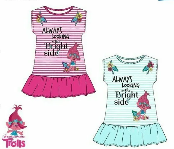 Vestito bambina Trolls abbigliamento estate da bimba 4 5 6 8 anni cotone poppy