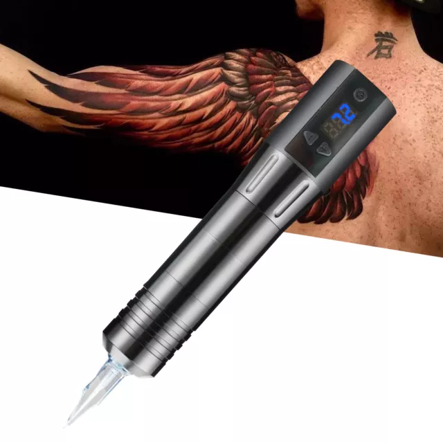 Máquina de tatuaje inalámbrica lápiz giratorio motor sin núcleo paquete de baterías fuente de alimentación LCD