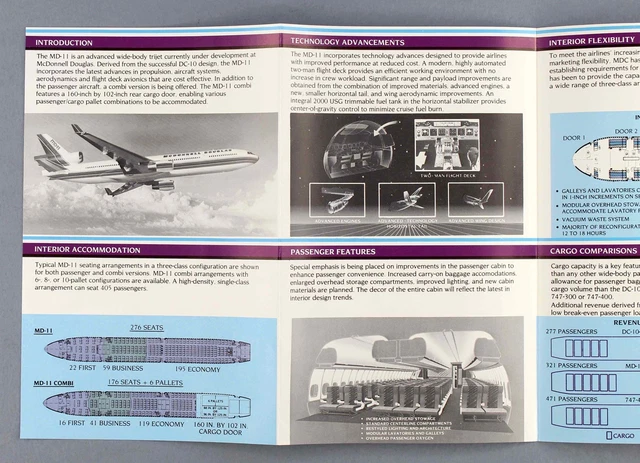 Mcdonnell Douglas Md-11 Vintage Manufacturers Sales Brochure Cutaway Seat Maps 3