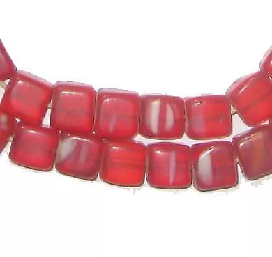 Old Red Bohemian Cube Beads 9mm Czechoslovakia Glass 26 Inch Strand