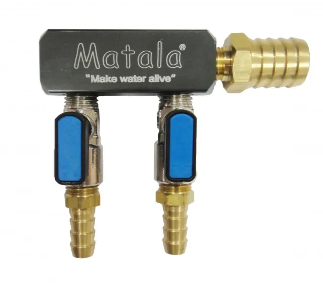 Matala 2-Way Heavy Duty Air Manifold Valve -brass-use w/Hakko aerators -splitter