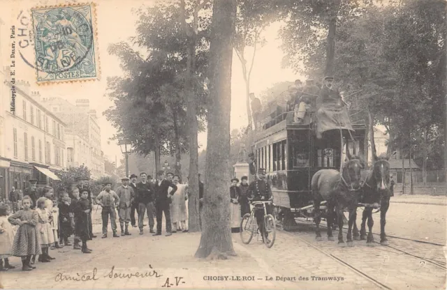 Cpa 94 Choisy Le Roi / Le Depart Des Tramways / Omnibus / Chemin De Fer