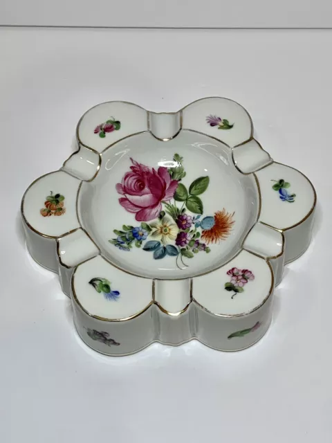 Vintage 1948 Herend Hungary Floral Bouquet Porcelain Ashtray 6 Cigarettes!!