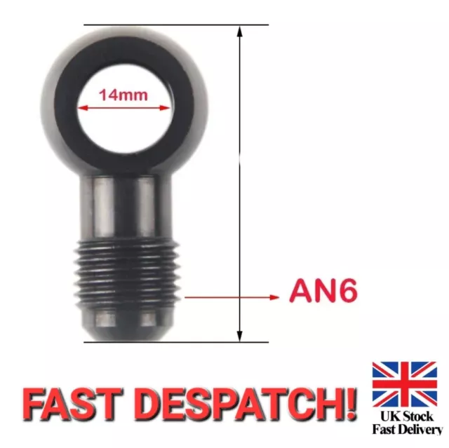 M14 Metric 14mm Black Banjo Eye to AN-6 MALE JIC Flare Oil Hose Fitting Adapter