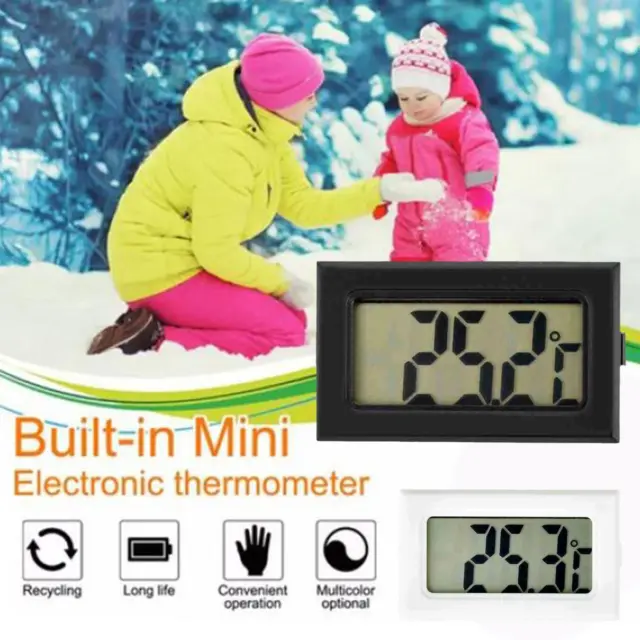 Mini Black/White Embedded LED Digital Thermometer Temperature DE Cooling D6Q4