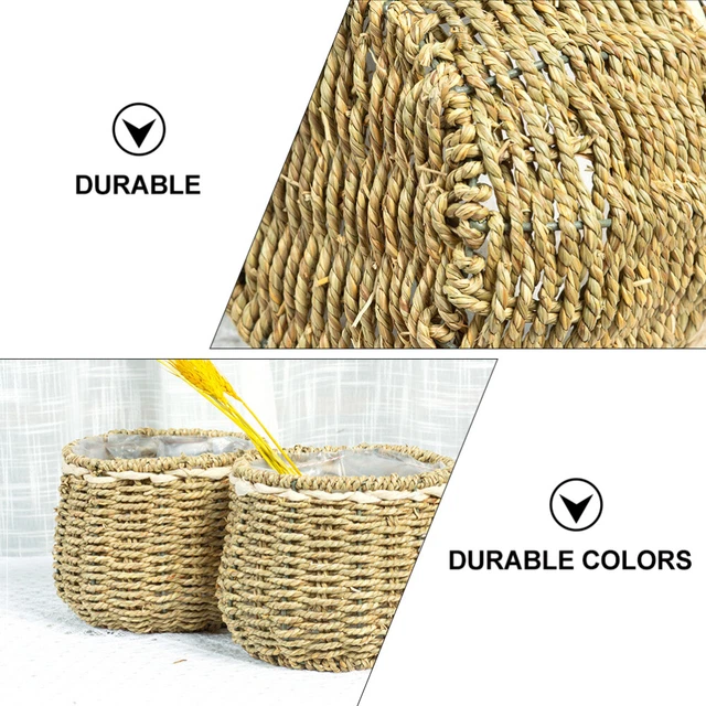 Seagrass Plant Basket Seagrass Plant Pot Straw Flower Basket Plants Pots Rattan 3