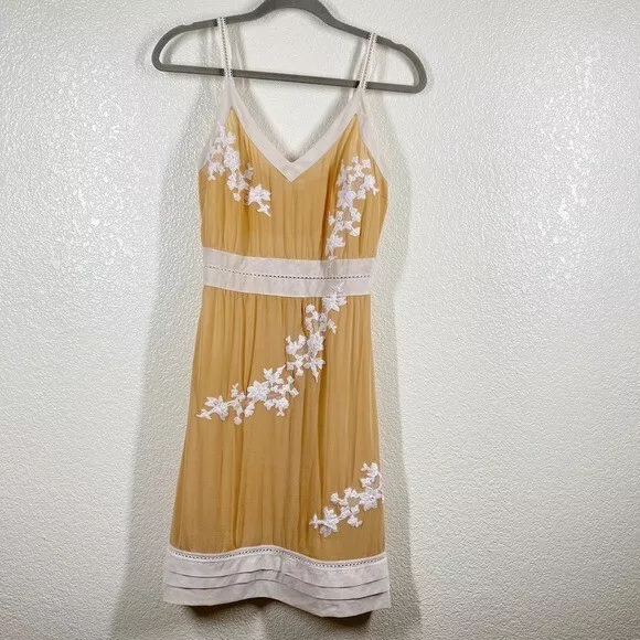 La Perla Size Small Nude Lace Embroidered Silk Slip Dress