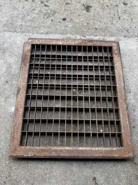 Vtg Floor wall Grate Vent Register Air Return Salvage Metal Victorian Industrial