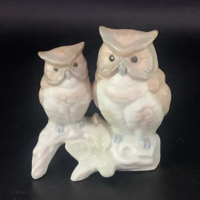Vintage Otagiri Japan Owls Figures on Branch Ceramic Porcelain Birds Figurine