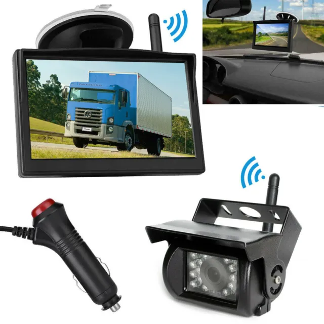 Wireless Backup Camera 5'' Car Rear View Monitor Kit for Truck RVs Bus Caravan