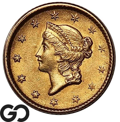 1853 Gold Dollar, $1 Gold Liberty, Type 1, Sharp Choice BU++ ** Free Shipping!