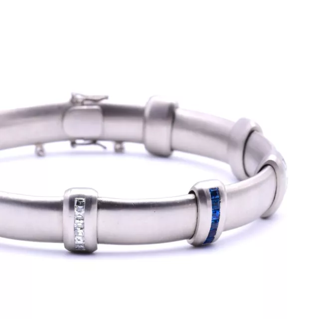 Hestermann & Sohn Bracelet En 950er Platine avec Diamants, Saphirs Et Smaragden