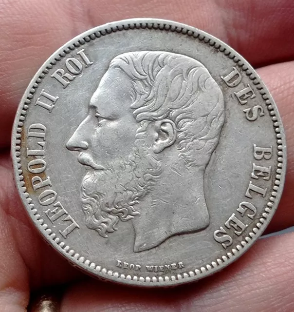 Ecu 5 francs Belgique Roi Léopold II 1870 argent TTB Ecu 5 francs Belgique Roi Léopold II 1870 argent TTB