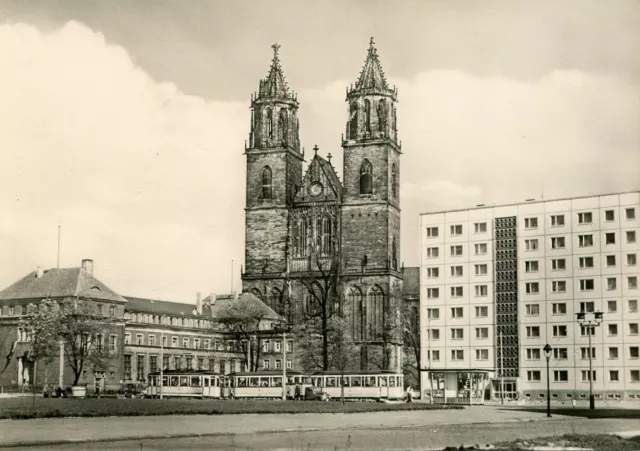 AK Straßenbahn Magdeburg mit Dom, 1966 ungelaufen