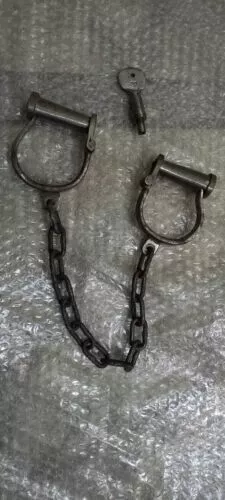 Handcuffs Iron Nautical police Shackles-Props antique Handcuffs 21"" HC56