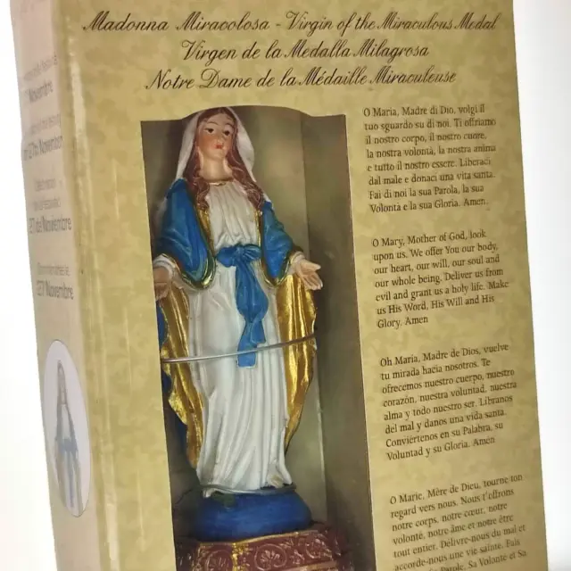 Statua Madonna Miracolosa 12 cm in Resina dipinta a Mano Scatolina Idea Regalo